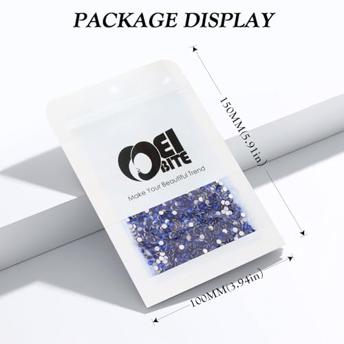 Image of Sapphire Flatback Rhinestones, Glass Rhinestones for Nail Art and Craft, Glue Fix, Loose Crystal Gemstones(Blue, SS8, 2880pcs, 2.3-2.5mm)