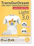 TransOurDream Heat Transfer Paper for Inkjet & LaserJet Printer (40 Sheets, 8.5x11, 3.0) Printable HTV Heat...