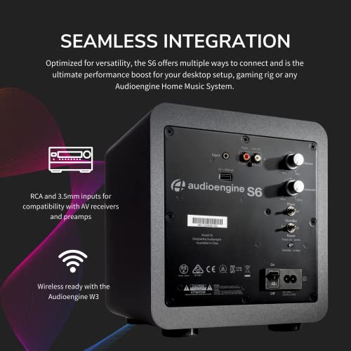 Audioengine S6 210 Watt 6" Compact Powered Subwoofer, Powerful Bass In A Small Package #TOP4