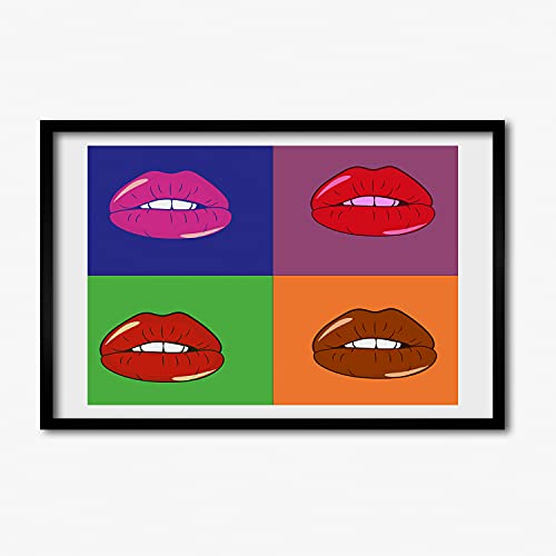 Peinture lèvres colorées cadre MDF 60x40 Tulup pour salon moderne chic