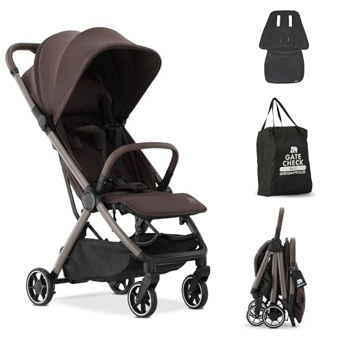 Deryan Air Silla de Paseo Ligera, Carrito Bebé Compacto hasta 22 kg, 0-4 años, 3 Reclinaciones, Plegado Automático, Reclinable, Superligero, Tamaño Cabina Avión (Chocolate)