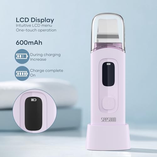 4 in1 Facial Skincare Scrubber,Skin Scrubber Face Spatula - Blackhead Remover with 4 Modes, Pore Extractor Face Spatula Deep Cleansing for Facial Skincare LCD Display, IPX7 Waterproof-Purple - Thumbnail 7