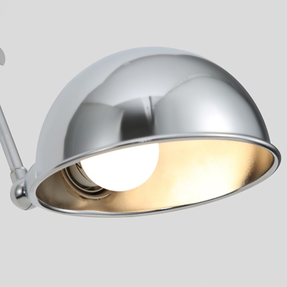 Retro Wandleuchte Verstellbare Schwenkarm Wandlampe mit Stecker Kabel Schalter Wandbeleuchtung Chrom Innen Nachttischlampe Ausziehbar Lange Arm Wand Leselampe Metall E27 Wohnzimmerleuchte