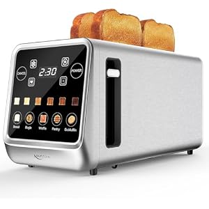 Keenstone Toaster 4 Slice, Digital Smart Toaster with TouchScreen, Memory Function, Single Slot Toasting, Timer, Reheat & Defrost for Bagels, Bread, Waffles, Muffin, Stainless Steel Kitchen Essentials