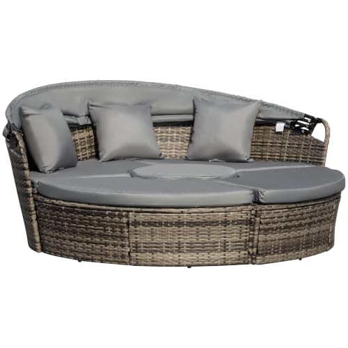 Outsunny 4-Piece Round Convertible Daybed with Cushions...