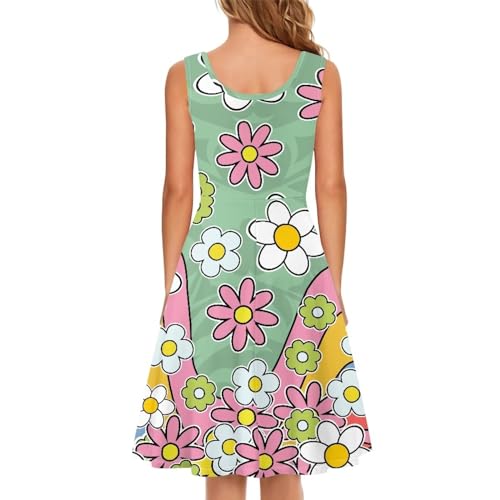 Image of Women's Casual Loose Sundress Midi Sleeveless Crewneck Dress Summer Beach Tank Dress with Pockets
