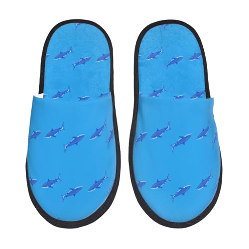 Cute Shark Print House Slippers For Women And Men,Soft Slippers With Memory Foam,Non-Slip Indoor Home Shoes