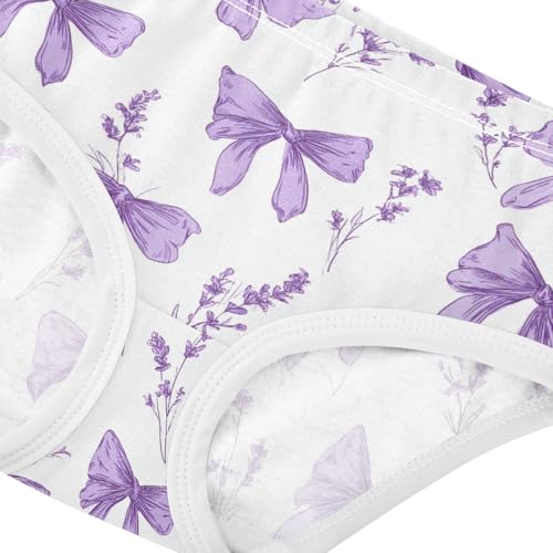 Wusikd Lavender Cute Bows Girls' Underwear Cotton Floral Girls Briefs Soft Toddler Underwear 2T4