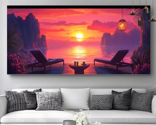 Kit Complet Broderie Diamant Paysage 5D Peinture Diamant Point de Croix 40x120cm