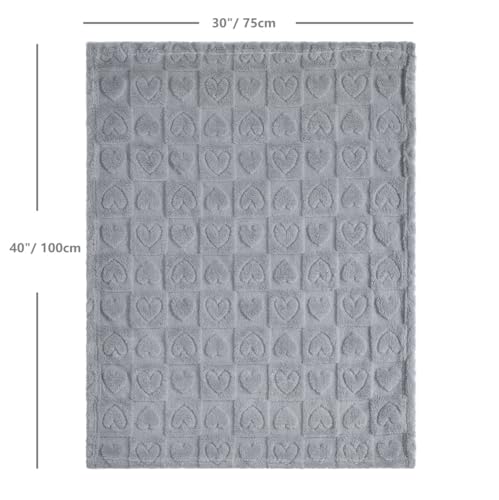 Image of CREVENT 30 inchX40 inch Cozy Soft Warm Sherpa Baby Blanket for Girls Boys, Newborn Essentials for Infant, Baby Shower Receiving Gift - Grey Heart 75X100cm + Gift Bag with Ribbon