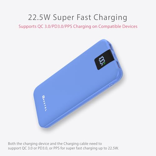 Image of Beetel Volte Series PB10 10000mAh Power Bank 22.5W Fast Charging | Triple Output QC3.0, PD3.0 & PPS | Pass Through Charging | Designed for Apple iPhone, Samsung, OnePlus and All Smartphones | Blue