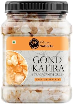 Plum Natural Gond Katira Pure (Edible Gum) | Tragacanth Gum | High Cooling Properties Herbal Food | Super Food | Almond Gum Badam Pisin (200gm)