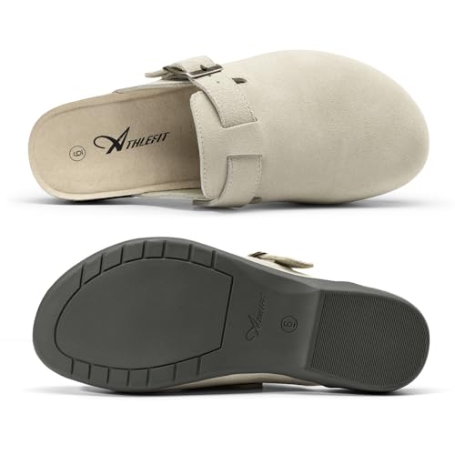 Athlefit Women's Genuine Leather Clogs with Arch Support Beige Size 10 by Athlefit - Used condition - Image 6