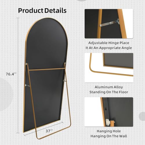 Image of LFT HUIMEI2Y 76.4 inchx37 inch Arch Full Length Mirror, Gold Floor Mirror