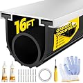 Holikme Garage Door Seals Bottom Rubber with Pre-drilled Aluminum Track Retainer Kit, Easy to Install, Durable U+O Ring Combination Garage Door Weather Stripping Kit, Black16FT