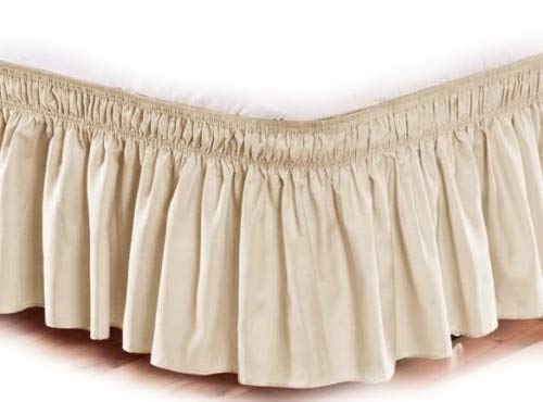 unbrand Elastic Bed Skirt Dust Ruffle Easy Fit/King Size/Beige