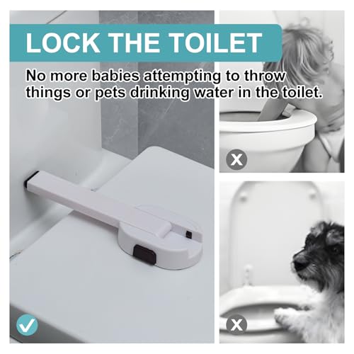 Image of Baby Toilet Locks (2-Pack) Arm-Style Child Safety Toilet Locks,No Tools Needed,Easy 3M Adhesive Installation,Fits Most Standard Toilet Lids,Childproof Toilet Seat Locks to Prevent Cats and Dogs,White