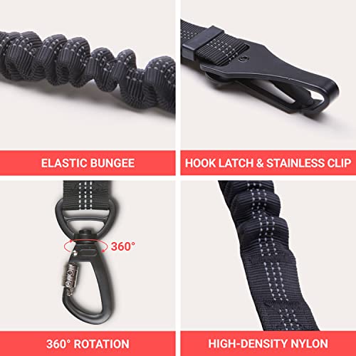 Owleys Adjustable Dog Seat Belt, Black Nylon Dog Safety Belt For Car Seats, Extra Safe & Durable Dog Seat Belt With Elastic Shock-Absorbing Bungee, Secure & Long-Lasting Dog Seatbelt For Dog Harness #TOP2