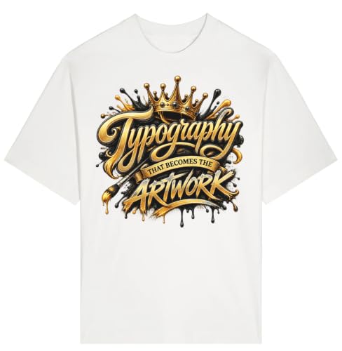 Image of Golden Typography with Artistic Crown Unisex Heavyweight Cotton T-Shirt White XX-Large