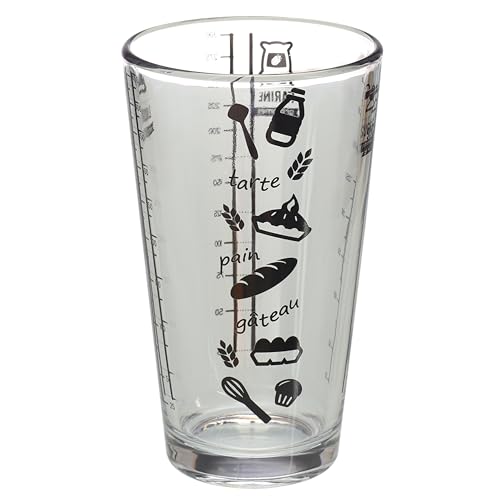 Lily cook - KP5269, Verre doseur esthétique et Pratique pour la Cuisine, contenance 500 ML, Dimensions 8,80 x 8,80 x 14,70 cm, Coloris Aléatoire Rouge/Bleu/Noir