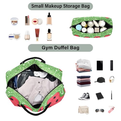 Travel Gym Bag, Watermelon Seeds Weekender Overnight Duffle for Women with Toiletry Bag Travel Swim4