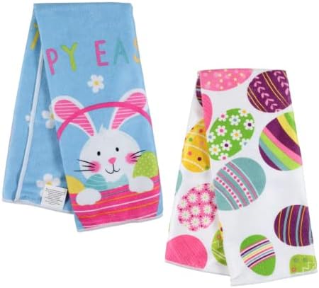 Easter Dish Towels Set of 2 | Easter Towels | Spring Kitchen Towels | Easter Hand Towels for Bathroom | Easter Hand Towels | Easter Kitchen Towel set | Bunny Decorative Towels Kitchen | Happy Easter