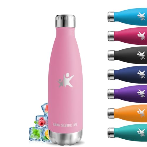 Botella Agua Acero Inoxidable, 500ml Termica, sin BPA, Cantimplora Acero Inoxidable, A Prueba de Fugas, Cantimplora Infantil, Aislamiento al Vacío, para Escuela, Cafetería, Oficina