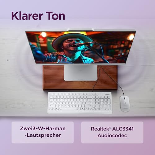 Lenovo IdeaCentre All-In-One AI-PC | 23.8Full HD Display | AMD Ryzen 7 250 | 16GB RAM | 1TB SSD | AMD Radeon Grafik | Win11 | Augenschutz | Inkl.USB Maus-Tastatur | Cloud grau | 3 Monate Premium Care