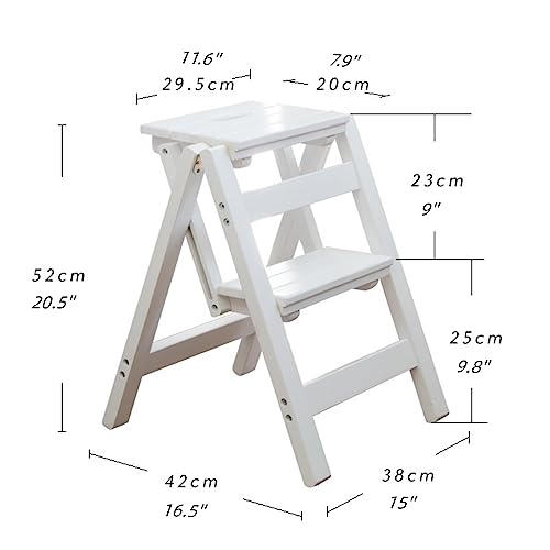 Chaise pliante marchepied bois blanc : solution pour petits espaces et étagères - 3