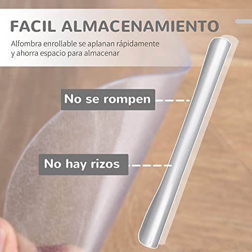 Miniatura 4 de Homcom Alfombra Protectora Para Silla De Oficina 90x120cm Protector Para Suelo Enmoquetado Cuadrilongo, Sin Picos Antideslizantes