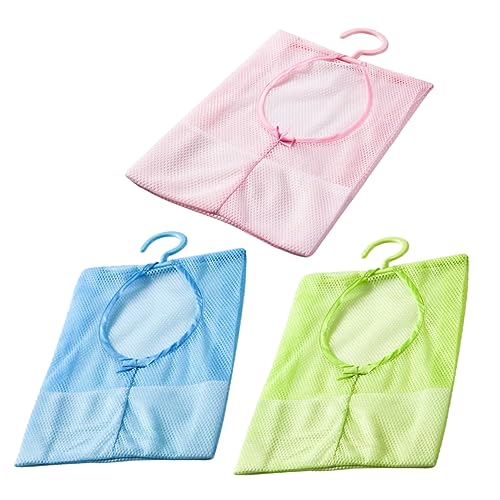 Parliky 3個クロー ネットバッグ 収納アクセサリー 大容量 ハンギングメッシュポーチ 家用 多機能 室内収納バッグ