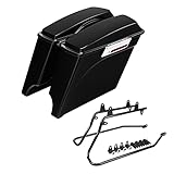 SLMOTO Saddle Bags, Hard Saddlebags Saddle Bag+Conversion Brackets Fit For Harley 84-17 16 Heritage