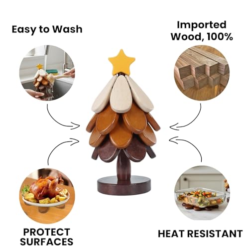 Save 65% on Wooden Tree Trivet Set of 4 for Hot Pots & Plates - Image 5