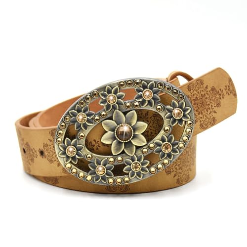 Ceinture unisexe en cuir gaufré vintage : accessoire floral rétro pour jeans et costumes