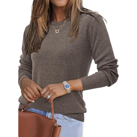 Arach&Cloz Women's Wool Blend Crew Neck Jumper Cover