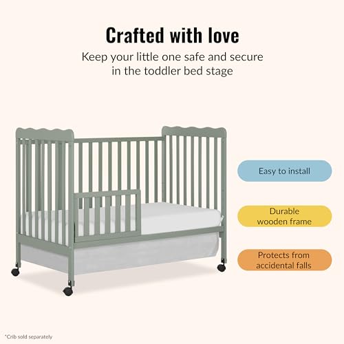 Image of Dream On Me Toddler Guard Rail for Convertible Crib, Solid Wood Bed Rail for Toddler Bed Conversion, Meadow Green