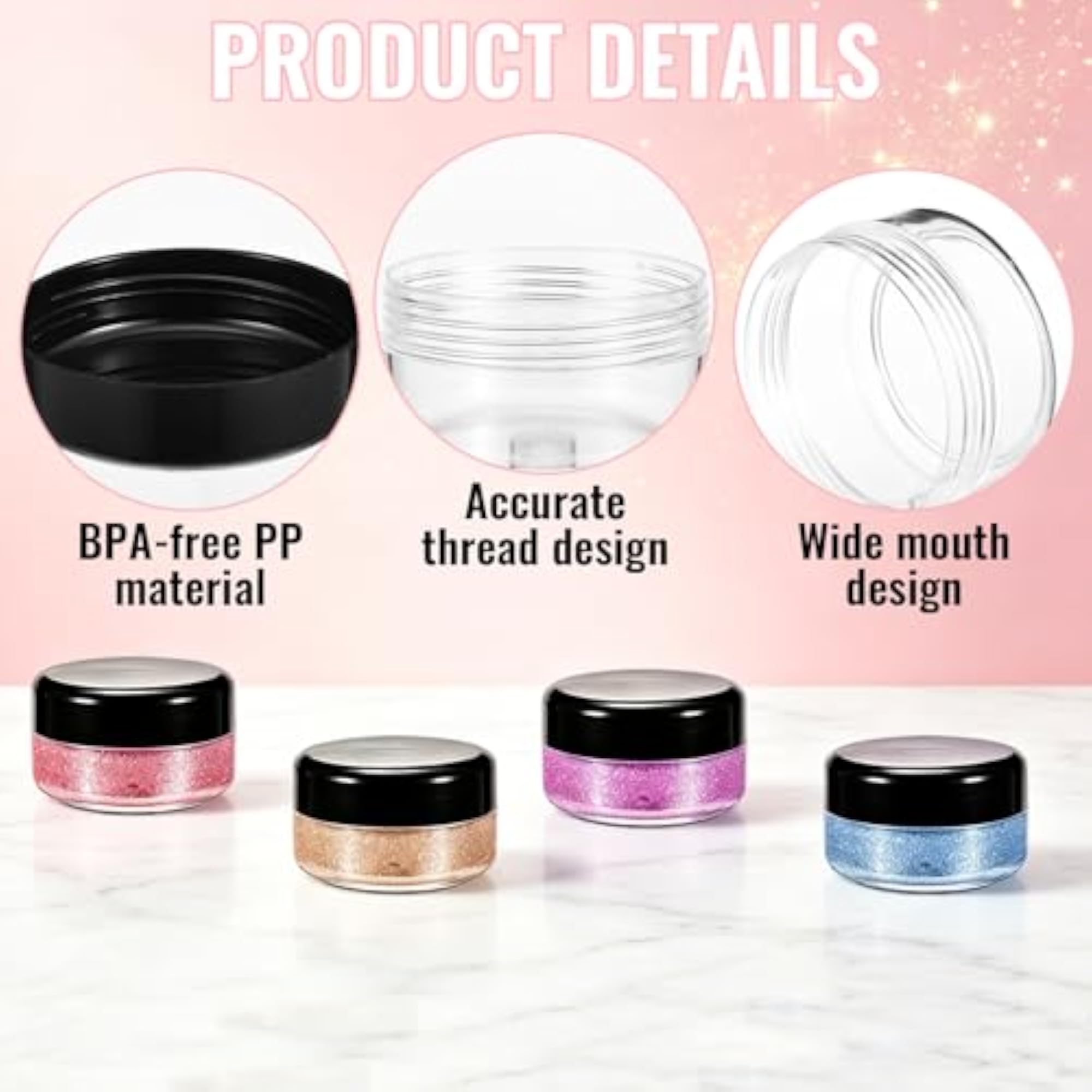 100 Pack 1Oz Plastic Container Jars with Lids