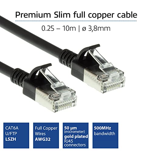 ACT CAT6a Network Cable, U/FTP LSZH LAN Cable Thin 3.8 mm Slimline, Flexible Snagless CAT 6a Cable with RJ45 Plug - Image 2