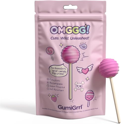 OMGGG! by JimmyJane GumiGrrl Cute Discreet Lollipop Shaped Clitoral Vibrator 10-Speed Silicone Adult Sex Toy Rechargeable & Splashproof Pink Personal Massager