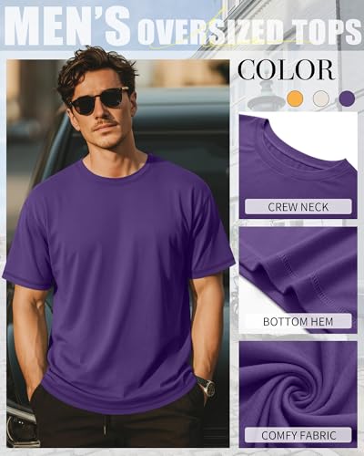 Image of Neer 3 Pack Big and Tall T-Shirts for Men L-7xl Tops | Large Casual Stretch Workout Tees, Short Sleeve Crewneck Oversized Shirts, Classic Summer Outfits, Comfy Basic Loose Clothes