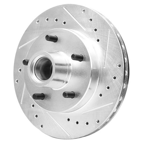 Image of Detroit Axle - Front Brake Kit for Chevy Malibu Camaro S10 GMC S15 Jimmy | Sonoma Buick Regal Pontiac Bonneville Cutlass Drilled & Slotted Brake Rotors Ceramic Brake Pads Replacement 10.51 inch inch