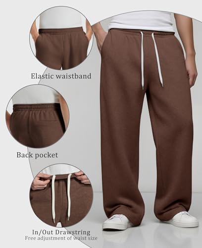 Image of Susclude Mens Lightweight Baggy Sweatpants Wide Leg Gym Lounge with Pockets | Wide Leg, Premium Cotton Blend, Inner /Outer Drawstring, 3 Pockets, Y2K Oversized, Breathable for Gym Lounge All Seasons