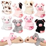 Liliful 8 Pack Kids Plush Gifts Stuffed Animal Cat Slap Bracelets - 8 Inch Graduation Class Prizes Toys Wrist Band Cute Snap Bracelet Birthday for Boys Girls Child Pet Adoption Party Favors(Pig)