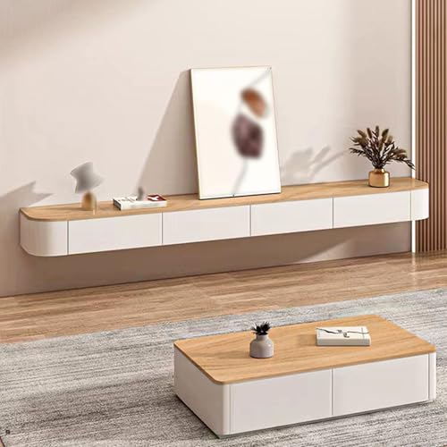 Meuble TV flottant peu encombrant pour un salon moderne et chaleureux