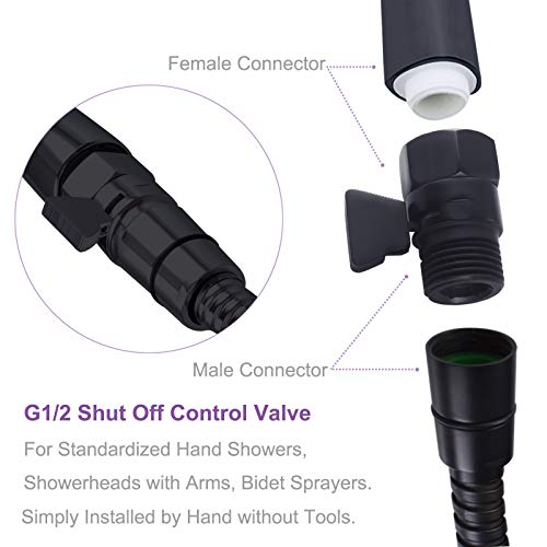 Shower Water Flow Restrictor, Aplusee Brass Pressure Regulator Cut Off Control Valve With Adjustable On Off Switch Handle For Universal Shower Head And Arm (Matte Black-) #TOP3