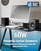 MAJORITY Bookshelf Bluetooth Speakers | Wireless Active Speakers Pair | Hi-Fi, 2.0 sound | Desktop, Monitor & PC | 60W, HD Sound, HDMI ARC, Optical, AUX & USB Playback, Remote Included D50X BLACK