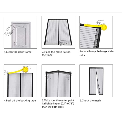 Magnetic Screen Door - Self Sealing, Hands Free Mesh - Partition Keeps Bugs Out, Let Cool Breeze in, Works with Pets/Kids, Sliding Door, Front Doors, Pets Friendly Door, Grey, 80x70inch(205x180cm) - Thumbnail 4