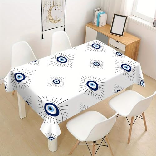 �e�[�u���N���X ���� �h�����H �h�� table cloth �{�w�~�A���� �z���C�g�n�Ƀg���R�`���̃C�r���A�C�����`�[�t�ɂ����v�����g ����ɂ��� �ϋv ����h�~ �p�[�e�B�[�p �ƒ�p �Ɩ��p (55in×71in/140*180cm,White)