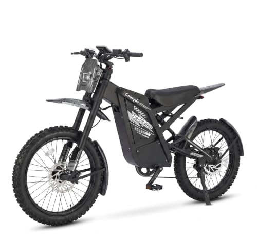 OUXI 2000 Offroad E-Bike Dirtbike Elektrofahrrad, 150Nm Drehmoment, 48V 30Ah Akku, 25 Zoll Reifen, Hydraulische Scheibenbremsen, Vollfederung, mit Blinker, E-Motocross (Grau)