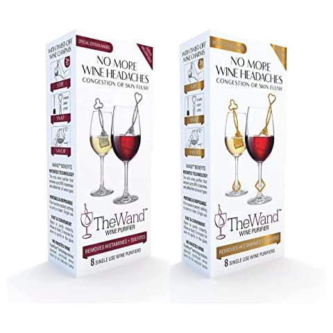 PureWine Wand Purifier Filter Stick Removes Histamines and Sulfites - Reduces Wine Allergies & Eliminates Headaches - Drop It & Stir Aerates Restoring Taste & Purity - Pack of 16 (Silver + Gold) Cover